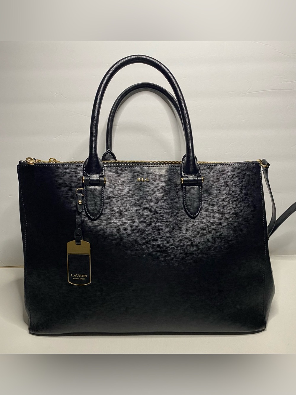 Lauren Ralph Lauren Newbury Double-Zip Leather Satchel - Black